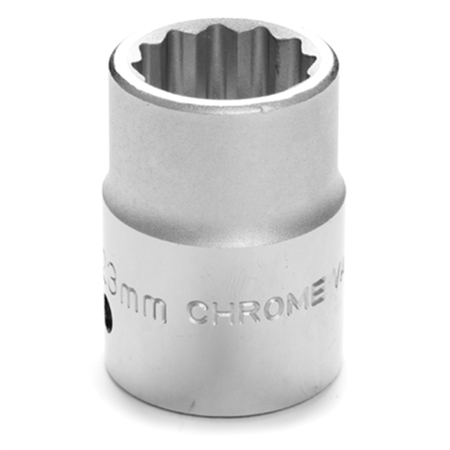PERFORMANCE TOOL Chrome Socket, 3/4 Drive, 23mm, 12 Point, Shallow W34823